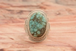 Native American Jewelry Genuine Number 8 Mine Turquoise Ring